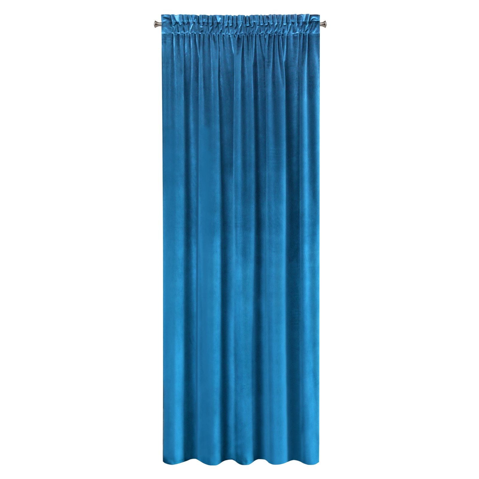 Zamatový lesklý záves s riasiacou páskou -  Samanta, modrý 140 x 270 cm